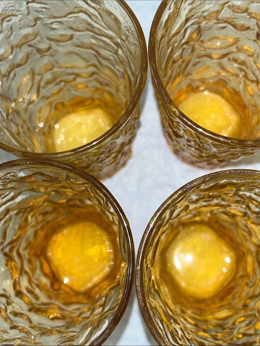 Set of 4 Anchor Hocking Lido Milano pattern tumblers.